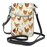Una cría de pollos pequeños bolsos cruzados del teléfono para las mujeres, mini bolso de cuero del teléfono celular bolso de las señoras pequeño bolso de hombro regalo, Un caldo de pollos, Talla única
