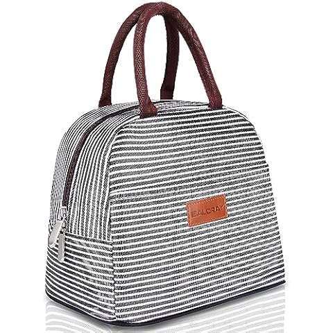BALORAY Lunch Bag for Women Men Insulated Lunch Box for Adult Reusable Lunch Tote Bag for Work, Picnic or Travel(Black White Stripes) Cover