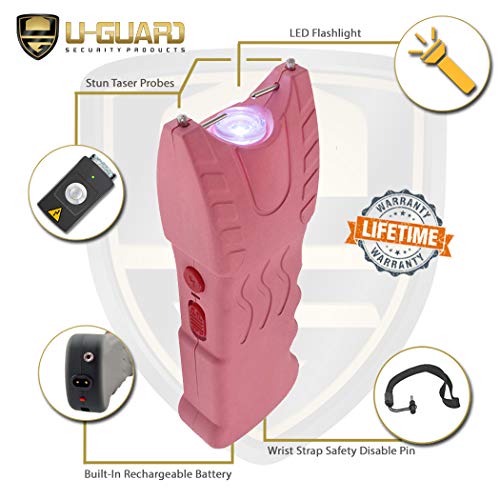 Police Stun Gun Heavy Duty With Flashlight Combo Pepper Spray Keychain Defense Kit. (1) High Volt Rechargeable Stun Gun (1) 1/2Oz Oc Pepper Spray Cs Tear Gas & Uv Dye Formula Made In Usa (Pink) #TOP2