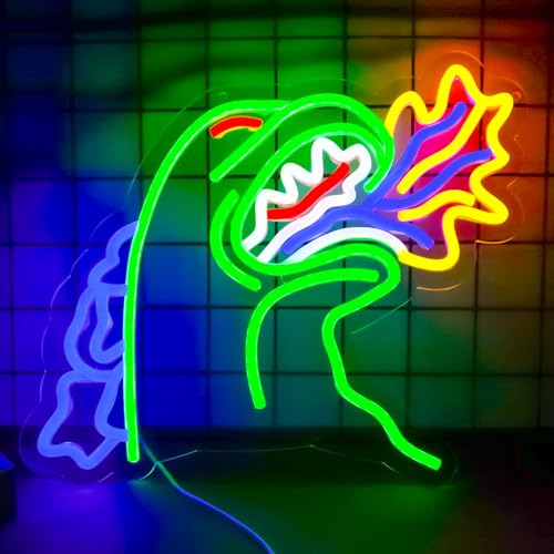Image of Monster Neon Sign for Wall Decor,Dinosaur Dimmable Neon Sign for Gaming Room Boys Room Decor,Powered by USB 14.3 * 12.2inch,Birthday Party Christmas Gifts