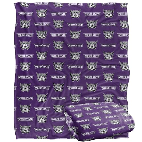 Weber State University Wildcats Blanket, 50"x60" Logo Pattern, Silky Touch Super Soft Throw