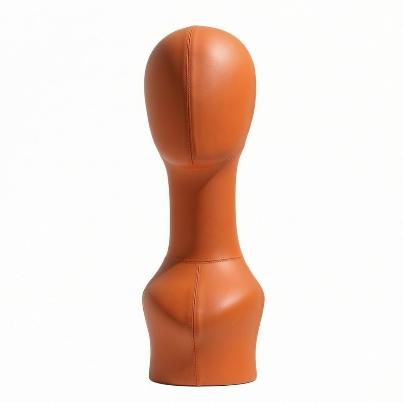 Mannequin Head with Shoulders Leather-Covered Mannequin Bust with Shoulders Minimalist for Shop Owners, Hairpiece Makers, Boutique Counters Orange Leather Long Head-image-35