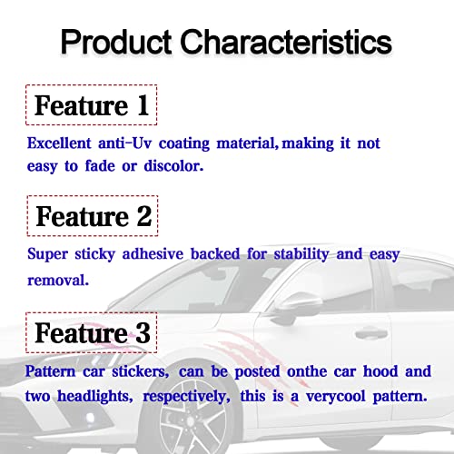 2Pcs Car Stickers Reflective Monster Claw Scratch Marks Headlight Bumper Sticker Waterproof Decal, Claw Marks Decal Reflective Sticker For Car Headlamp, Motorbike, Truck Decal Decoration, Red #TOP3
