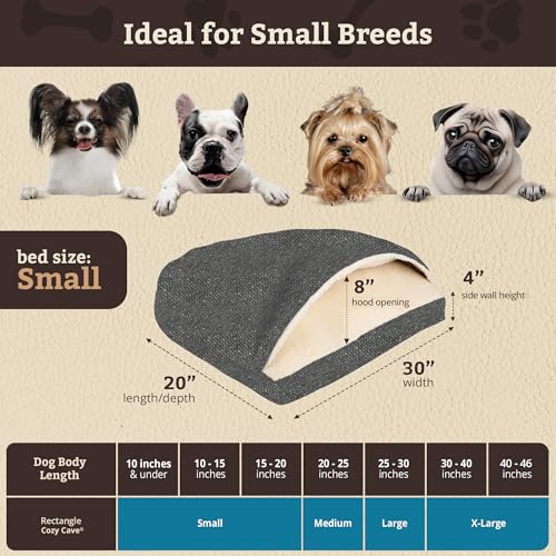 Image of Snoozer Rectangle Cozy Cave Dog Bed, Hooded Dog Bed, Merlin Pewter (S)