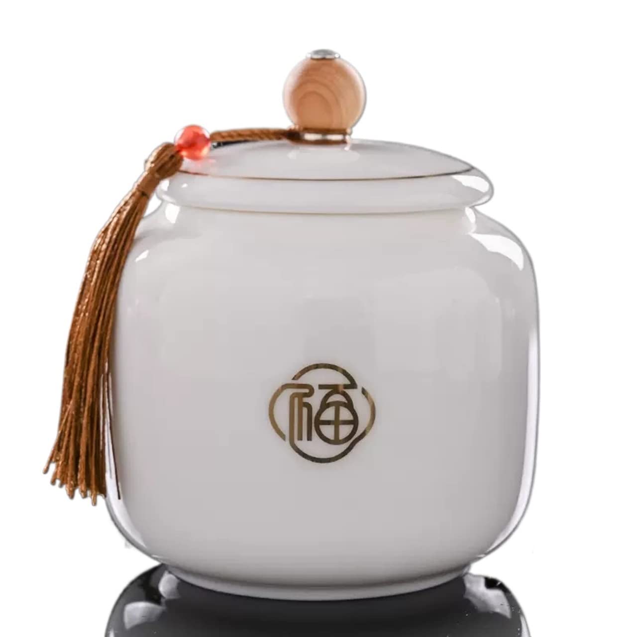 zhangrui1888 Tea Canister Exquisite White Porcelain Tea Canister for Loose, Airtight Caddy Food Storage Jar Canisters, Tin/Coffee Canister/Coffee Jar/Spice Nuts Tea Storage(Medium)