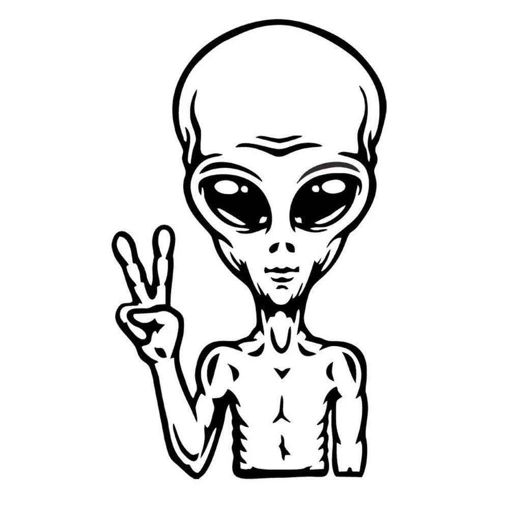 Car Stickers Vinyl Decal Alien Peace Sign(Black)