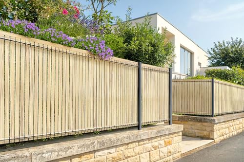 CASANOOV Kit Occultation en Lattes PVC Beige CINTO – 200 x 120 cm de 34 lames Rouleau Brise-Vue pour Grillage 55 min Rigide – Protection Intimité Jardin,...