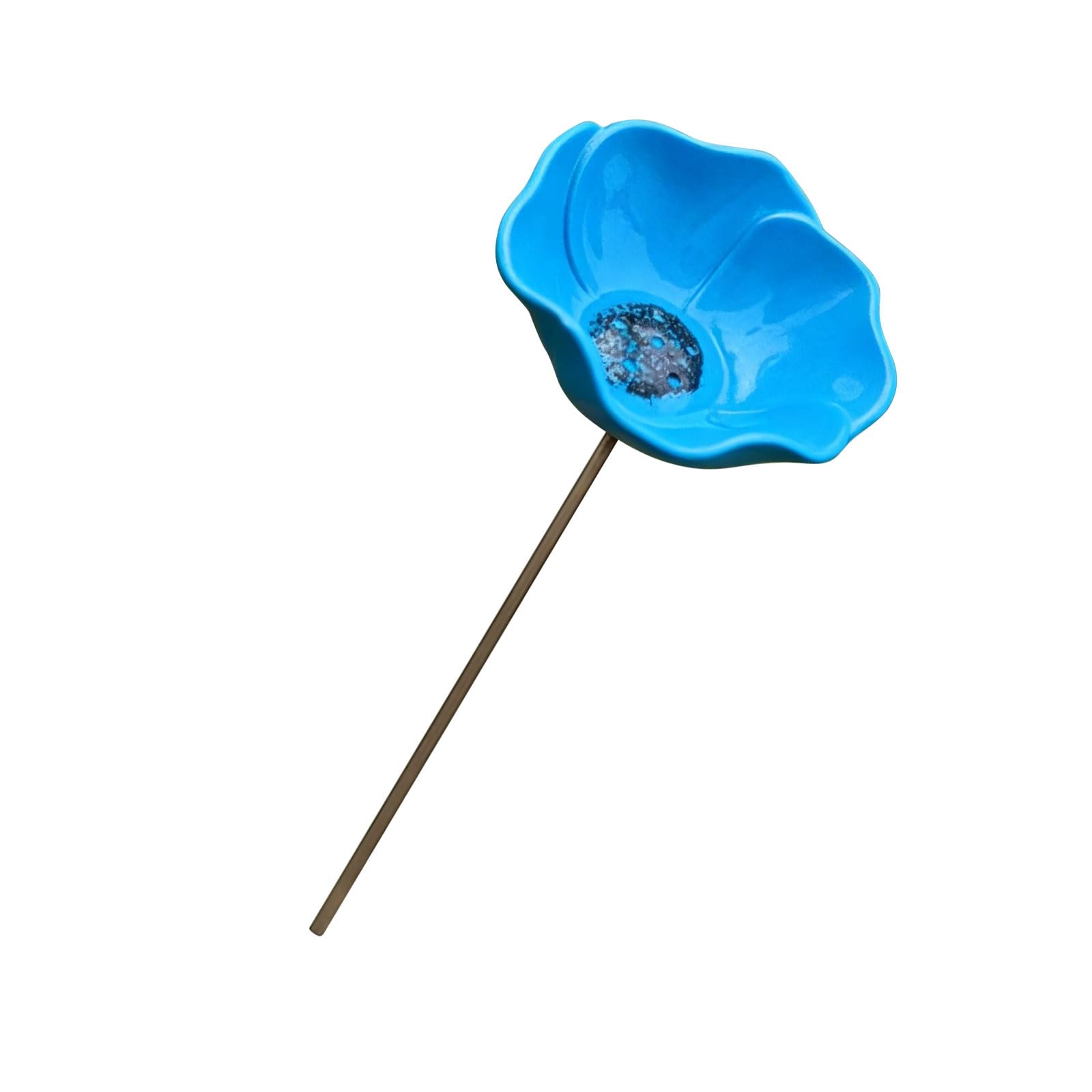 FROMCEO Metal Flower Stake for Wildlife Drinking and Garden Attraction Shallow Bird Bath Bowl