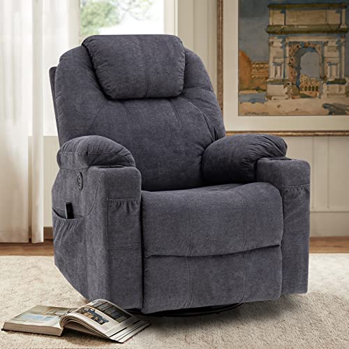 Sillón giratorio reclinable con masaje color gris miniatura 1