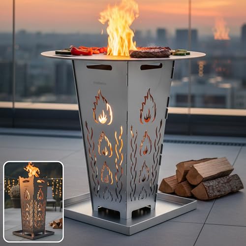 FireDesire Grill Pro Feuerkorb 80cm + Grillplatte + Ascheschale...