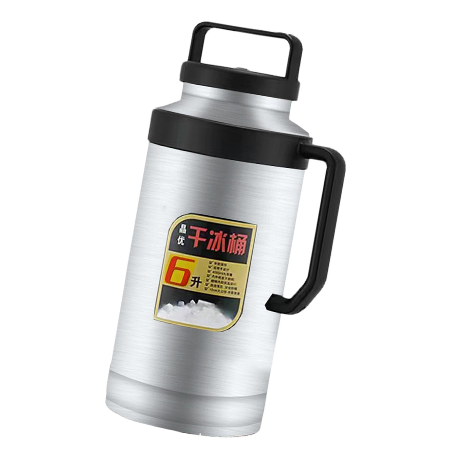 F Fityle Secchiello per ghiaccio secco Secchiello per ghiaccio secco Bottiglia d'acqua termica Contenitore per ghiaccio per eventi di catering Buffet domestici, Argento 6L