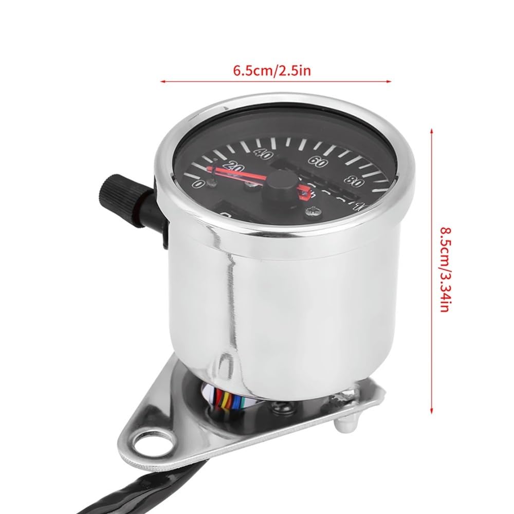 Motorcycle Odometer Gauge Black Silver Retro for Custom Motorcycle Mechanical Tachometer with Indicator Odometer 140km/h