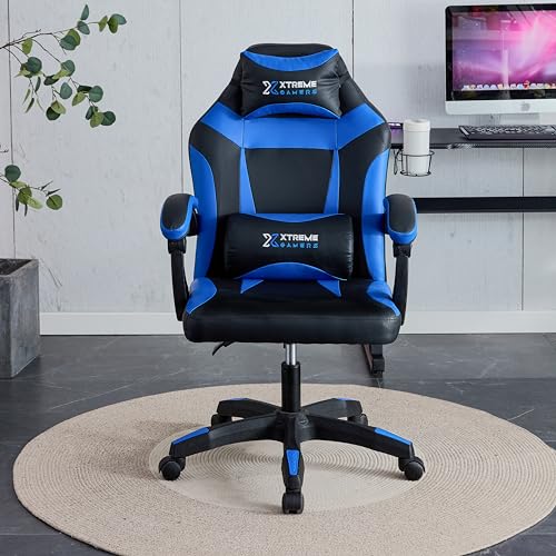 Cadeira Xtreme Gamers Supra Giratória Reclinável Altura Ajustável Preta e Azul