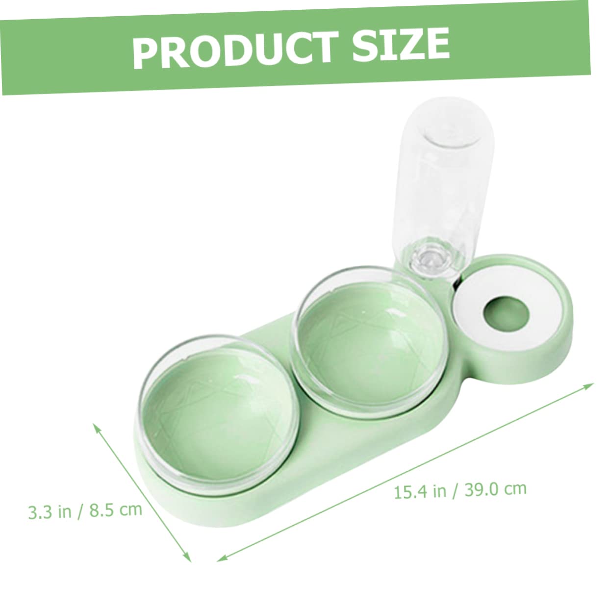 Gamelle Double Surélevée pour Chat, Inclinée, Anti-déversement, 1 Set | Plastique Vert Clair, Antirouille, Usage en Alimentation Animale, Format Pratique pour Chats