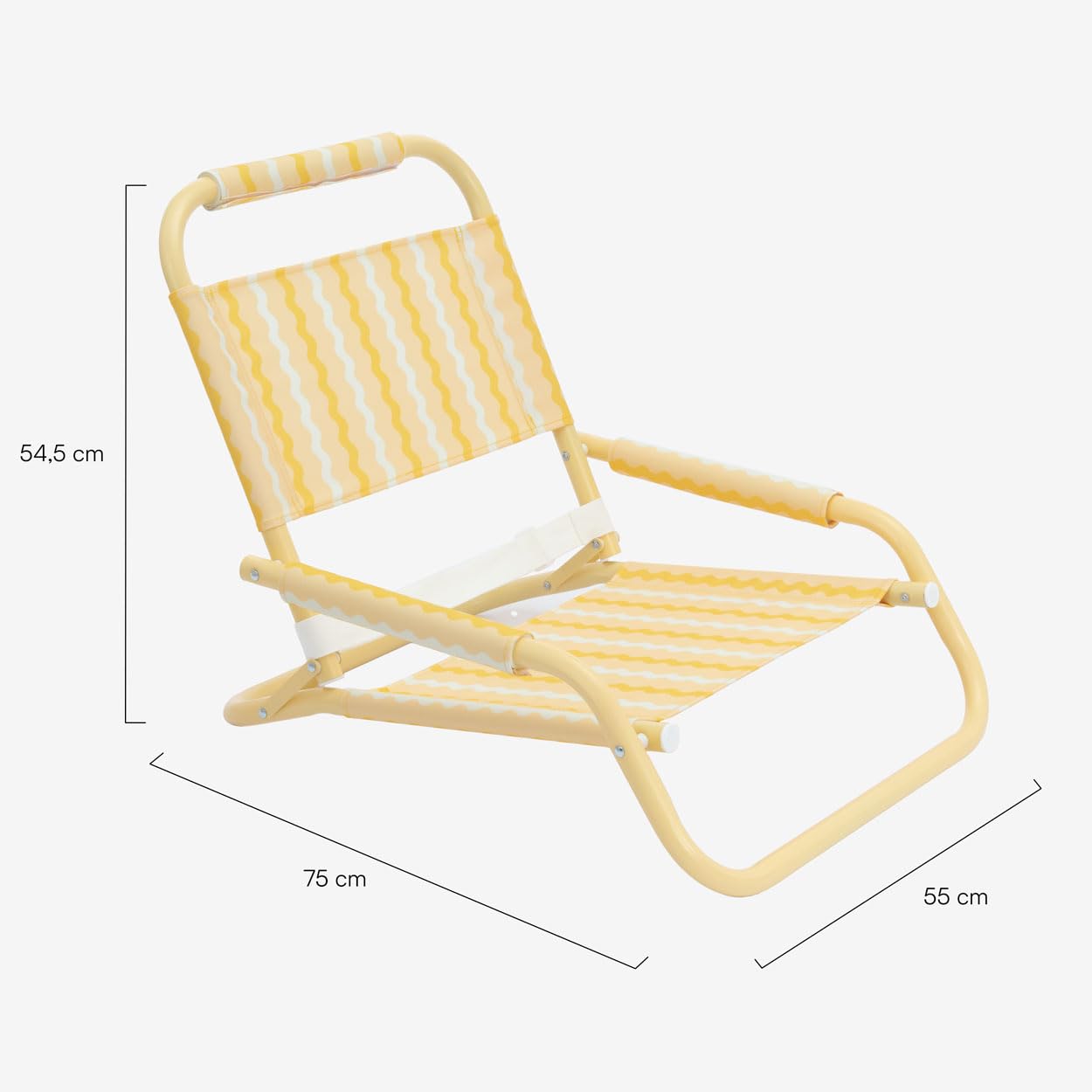 Flamingueo Silla Playa Ligera - Respaldo Plegable - Asa para Transporte - Tejido Poliéster y Aluminio - Amarillo