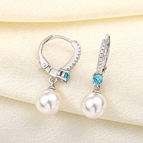 JO WISDOM 925 Sterling Silver Freshwater Pearl Hoop Earrings with Dangle Real Pearl,Simulated Pearls4