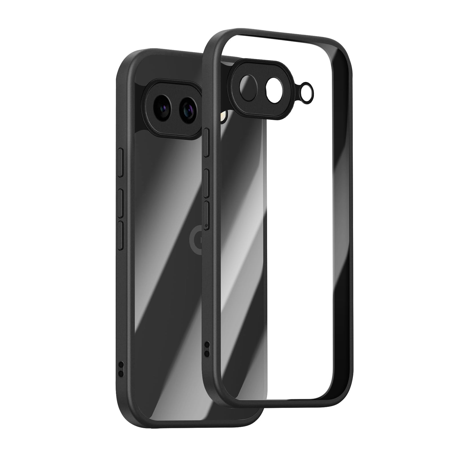 Case for Google Pixel 9a 5G, Shockproof Bumper Cover Case, [Camera Protection] Solid Color Matte TPU Frame, PC Transparent Back Anti-Scratch for Google Pixel 9a 5G - Black