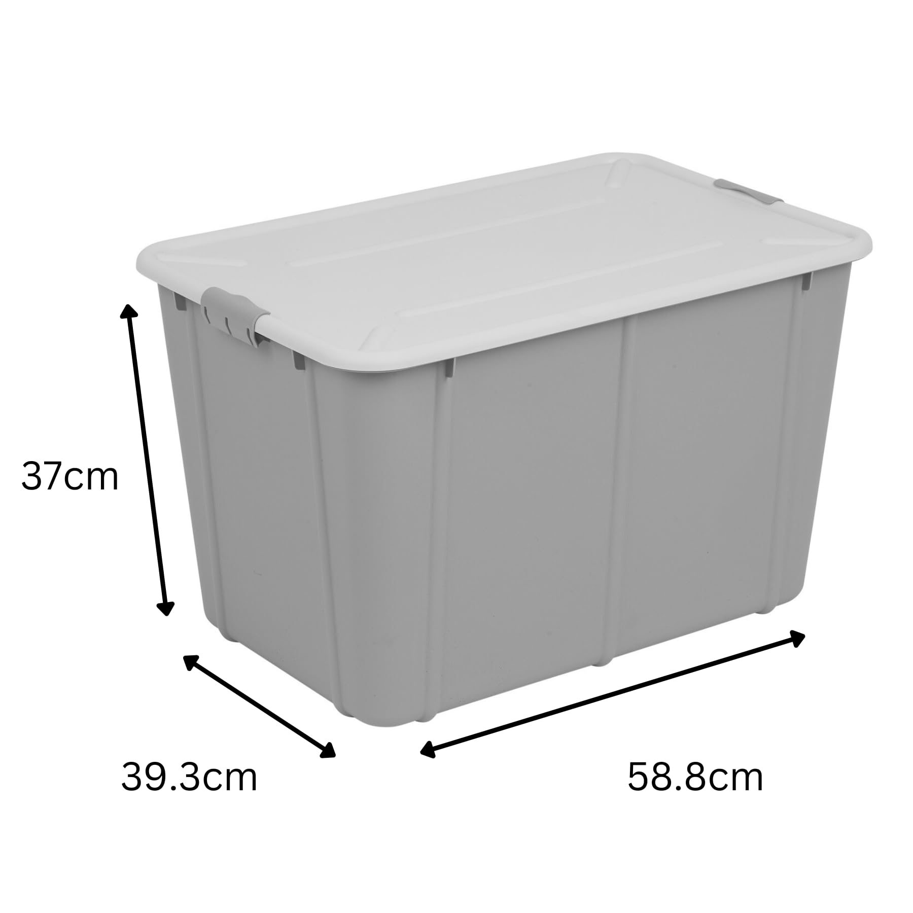 BranQ Home essential, Grande scatola portaoggetti da 60 litri, resistente, con coperchio bloccato a clip, in plastica senza BPA, impilabile, ideale per garage e casa, 58,8 x 39,3 x 37 cm (lunghezza x
