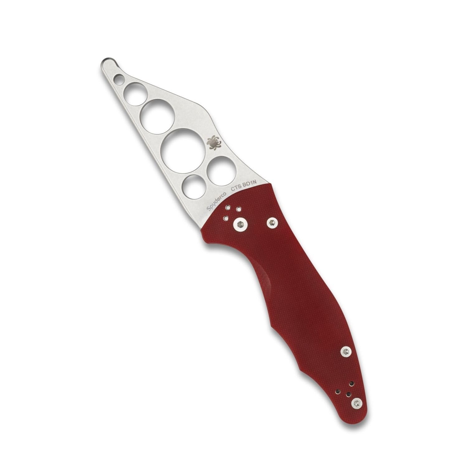 Spyderco Yojimbo 2 Trainer Folding Pocket Knife | 7.74" Overall Length, 3.25" CTS BD1N Steel Blade, Red, G-10 Handle, Compression Lock, Blunted Grind