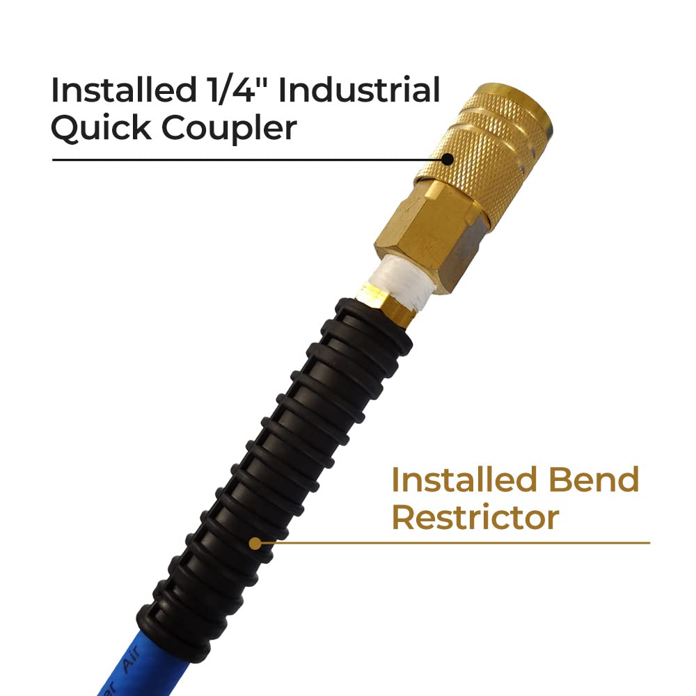 1/4" Rubber Air Compressor Hose - All Weather, 300 PSI, Lightweight & Kink Resistant - View #10
