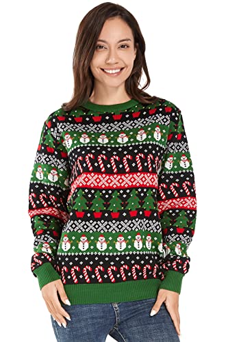 U LOOK UGLY TODAY Pull de Noël unisexe pour femme, motif jacquard et renne, Faites entrer votre fou de Fairisle, L U LOOK UGLY TODAY Pull de Noël unisexe pour femme, motif jacquard et renne, Faites entrer votre fou de Fairisle, L
