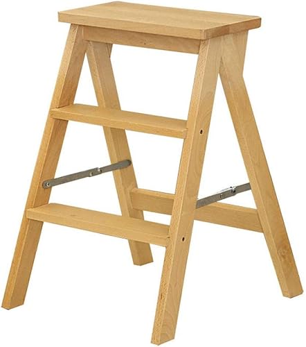 ZSEDP Taburete plegable de madera maciza de doble uso silla de escalera creativa para el hogar multifunción para interiores