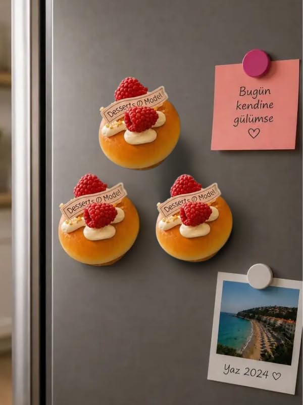 Mucit Home 1 adet Cupcake Görünümlü Buzdolabı Magneti – 3D Tatlı Tasarımlı Dekoratif Mutfak Süsü
