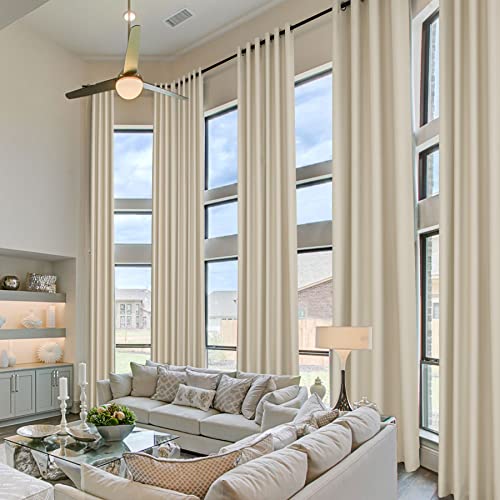 Frelement Blackout Curtains 102 Inches Long for Bedroom Living Room Thermal Insulated Curtains Privacy Room Divider Curtain Drapes with Grommet, 50" W x 102" L, 2 Panels, Ivory