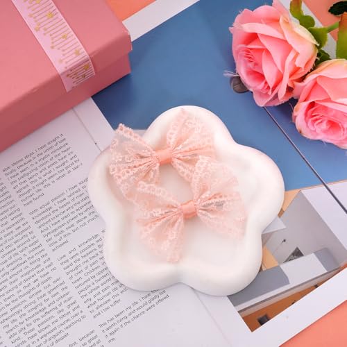 2 piezas lazos para cabello blanco para niñas miniatura 3