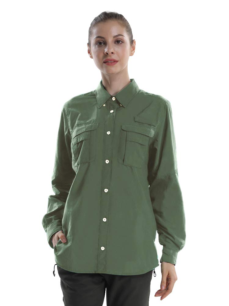 linlonWomen's Long Sleeve Shirts UPF 50+ UV Sun Protection Safari Shirt, Outdoor Cool Quick Dry Fishing Hiking Gardening Clothes