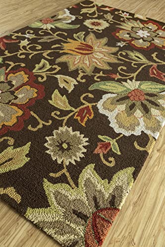 Image of Jaipur Rugs Handmade Wool Rug 8x10 Feet - Beige & Brown Floral Carpet - Traditional Area Rug for Living Room, Bedroom & Home Decor