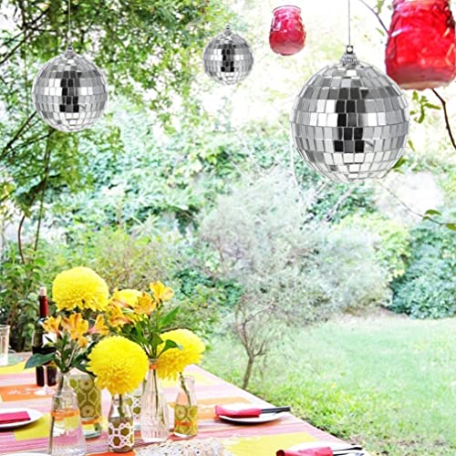 Adornos de espejo plateados NUOBESTY, 18 piezas para árbol de Navidad, decoración festiva para bodas, fiestas y reuniones miniatura 3