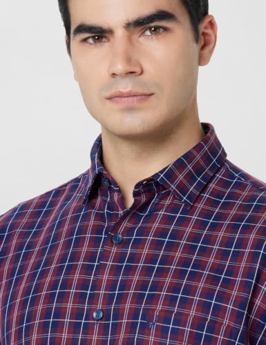 Image of Allen Solly Men's Small Check Casual Shirt | Regular Fit | Classic Pattern | Everyday Smart Casual Style