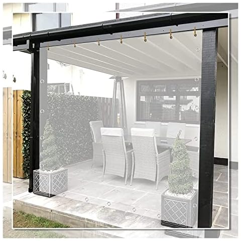 Transparent Plastic Tarpaulin Thermal Insulation Transparent Pergola Curtain 0.5mm Waterproof with Eyelets PVC Outdoor Curtains, for Outdoor Furniture, Veranda, Pergola ( Color : Clear , Size : 4x3m ) Cover