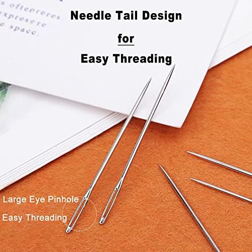 Z-TIISON 30PCS Big Eye Hand Sewing Needles Large Eye Stitching Needles in a Clear Tube Upholstery Needles Set 1.65 1.8 2 2.2 2.36