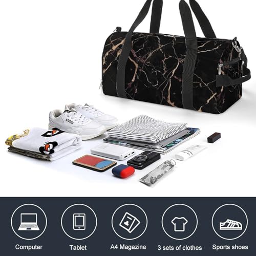Black Gold Marble Gym Bag for Men Women Water Resistant Duffle Bag Travel Lightweight Bag for Travel Sports4