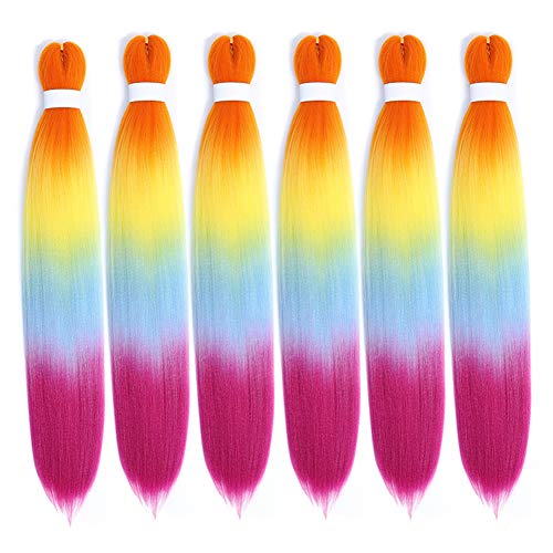 FASHION LADY EASY Braiding Hair Pre Stretched Braiding Hair 6 Pack Professional Yaki Itch Free Braiding Hair Hot Water Setting Synthetic Fiber hair