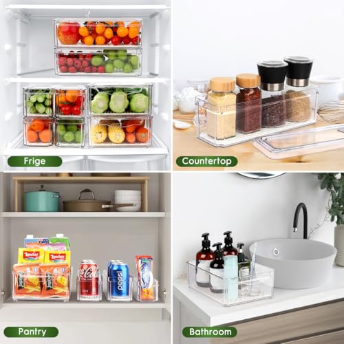 Image of ZIJUND 6 Pack Fridge Organizer, Stackable Refrigerator Organizer Bins with Lids, BPA-Free Fridge Organizers and Storage Containers for Fruit, Vegetable, Food, Drinks, Cereals, Clear