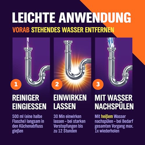WoldoClean Rohrreiniger Küche Gel 1000ml - extra stark Fettlöser Spüle – Ansicht 5