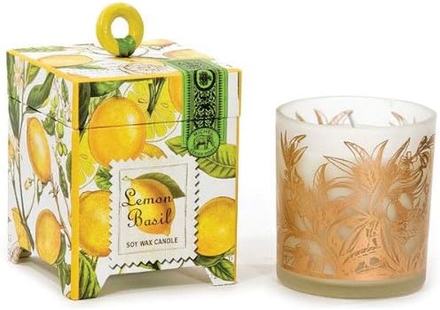 Michel Design Works Gift Boxed Soy Wax Candle, 6.5-Ounce, Lemon Basil