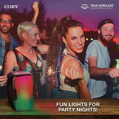 Image of Coby Ultimate Wireless Speaker | 5 Light-Up Modes, High-Fidelity Audio, Travel-Friendly Design | Up to 6 Hours of Total Playtime | Portable DJ Boombox Music Accessory for Get-Togethers