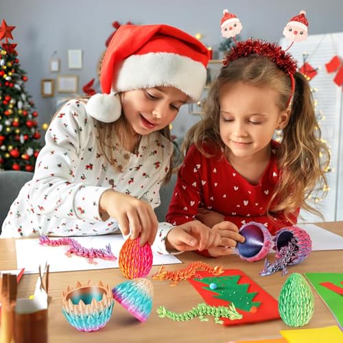 4er Set 3D Drachenei mit Drache – 13 cm bewegliche Gelenke Drachen spielzeuge, Kristall Drachen, Ostereier, ostergeschenke Kinder – Geeignet als Spielzeug ab 5/6/7/8/9 Jahre Jungen Mädchen