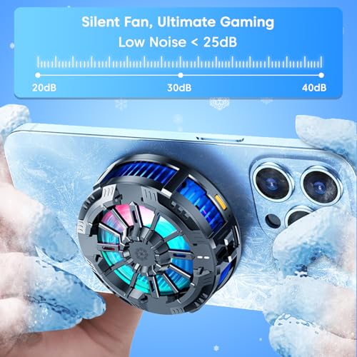 Image of Mobile Cooling Pad Mobile Cooler Gaming Fan for Instant Cooling Advanced Refrigeration Chip and LED Temperature Display Compatible for Android and iPhones (Black, 5.7 CM)