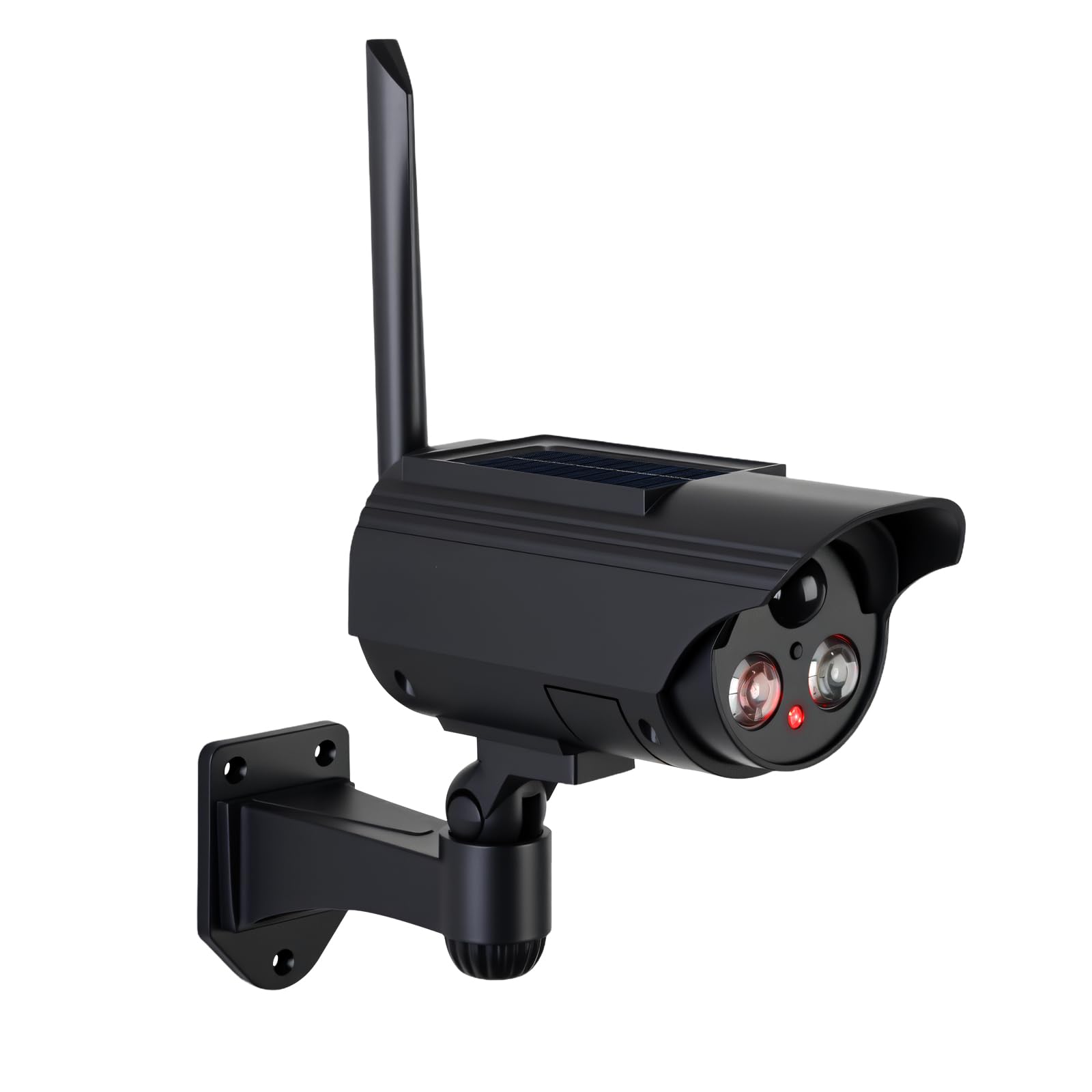 ERWEY Caméra solaire factice simulée avec détecteur de mouvement, caméra de surveillance avec lampe LED puissante comme protection anti-effraction, 3 modes, IP65 pour l'intérieur et l'extérieur