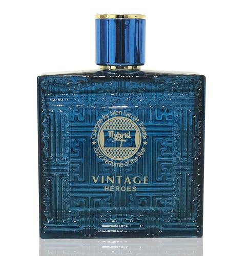 Hybrid & Company Vintage Heroes Parfum for Men Mint Geranium Vanilla Cologne, Long Lasting Concentrated Luxury fragrance, 3.4 Fl Oz/100 Ml