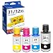 Produktbild 31 32XL Tintenflaschen-Set, 4 Stück, Schwarz/Cyan/Magenta/Gelb 1VV24AN 1VU26AN 1VU27AN 1VU28AN Ersatz für HP 31 32XL für Smart Tank 5101 5102 6001 7001 7002 7301 7602 Plus 6 51 55 cm. 1 x