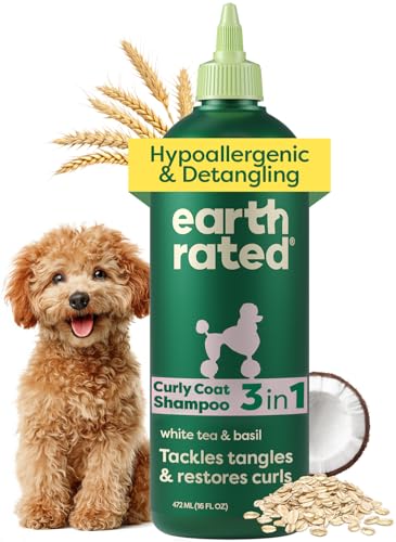 Earth Rated Hypoallergenic 3-in-1 Detangle Dog & Puppy Shampoo & Conditioner, Perfect for Doodles and Poodles, Deodorize 98.5% Natural, 16 oz