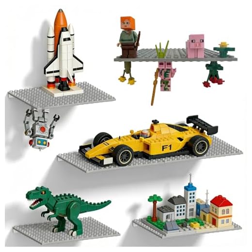 TERDEWE 12 Pack Floating Shelves for Wall Display&Storage Compatible with Lego Building Bricks, Dual-Sided Wall Shelf with 16x13 Studs for Lego Shelf Display,Room Decor,Grey