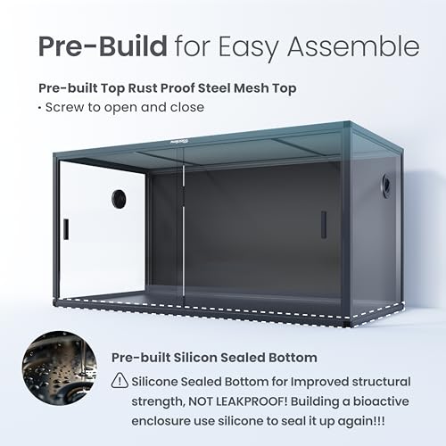 Image of Phailozoo 120 Gallon Bearded Dragon Tank,48 inch x 24 inch x 24 inch Reptile Tank with Sliding Door Top Screen Ventilation, Front Opening Reptile Enclosure for Easy Maintenance