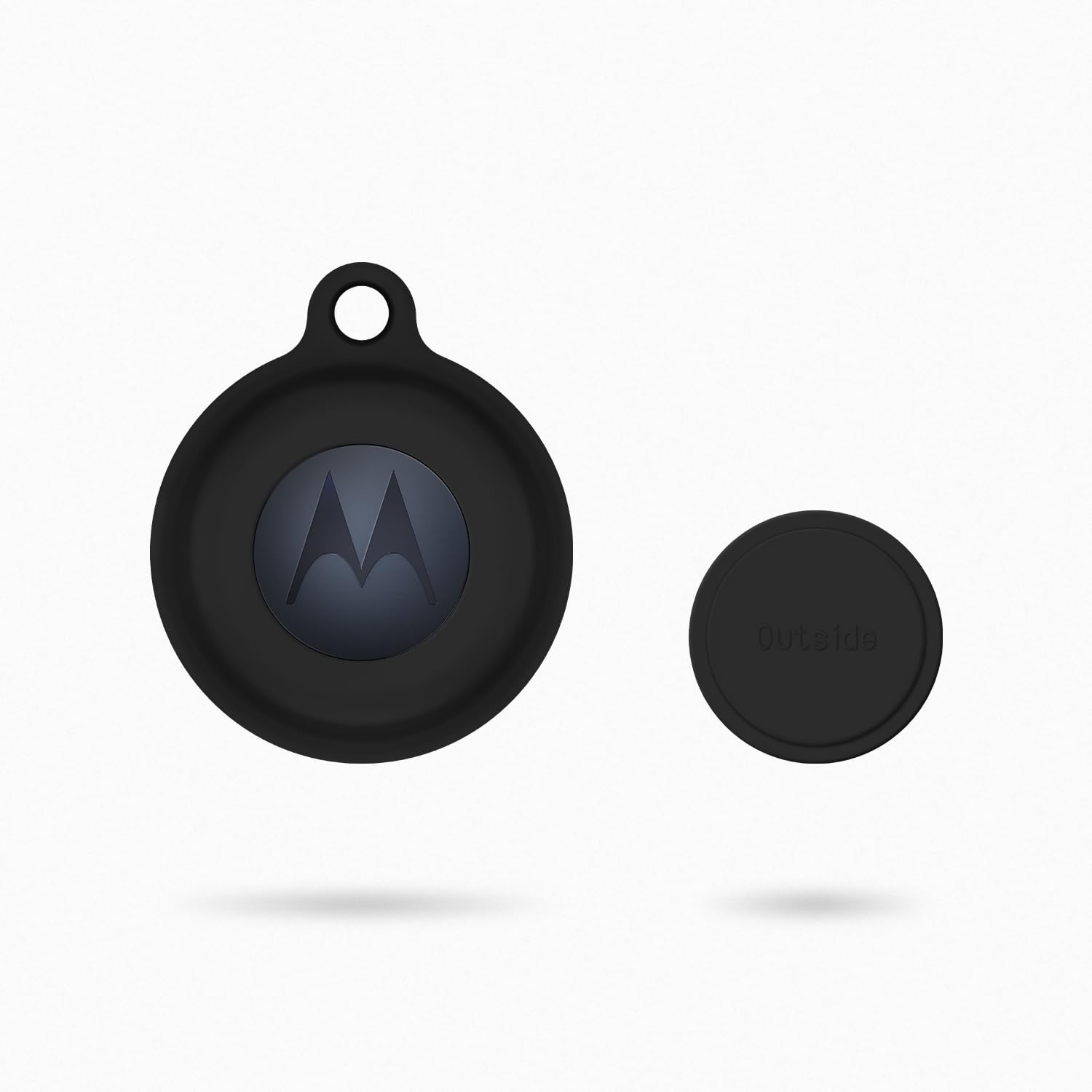 Geiomoo Silicone Case for Motoral Moto Tag Tracker, Soft Flexible Scratch Resistant Protective Cover with Key Ring (Black)